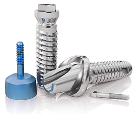 Titanimplantate bestehen meist aus zwei Teilen, dem Zahnimplantat selbst und einem Aufsatz, der den Zahnersatz trägt. Keramikimplantate sind hingegen meist einteilig.
